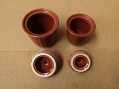 Linens and Things Food Containers (2 sizes) Fire Brick Red Lot Of 2 Ceramic -- Used