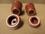 Linens and Things Food Containers (2 sizes) Fire Brick Red Lot Of 2 Ceramic -- Used