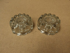 Designer Candle Holder 4in Diameter x 2in H Clear Set of 2 Glass -- Used