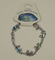 Designer Bear Abalone Shell Inlayed Charm Bracelet 7 1/2in -- New