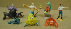 Disney Little Mermaid Toys Set of 7 Ariel Eric Flounder Sebastian Triton Ursula Flotsam -- Used