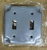 Standard 4in Square Two Gand Two Switch Cover Gray Steel -- New