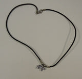 Designer Tiger Charm Necklace Lobster Claw Clasp 18-in Waxed Cotton Cord Black/Silver -- New