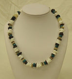 Designer Shell Necklace Barrel Clasp 17-in Ivory/Earthtones/Turquoise -- New