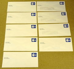 USPS Scott UO74 22c Envelopes Watermark Official Business Lot of 9 Blue -- New
