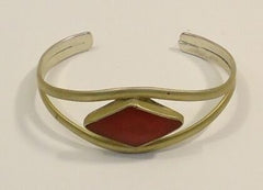 Designer Cuff Bracelet Silver/Cherry Red -- New