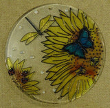 Painted Glass Sun Catcher Sunflower Insects Qty 6 Window Hang 2 Holes CL37