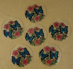 Painted Glass Sun Catcher Butterflys Flowers  Qty 6 Window Hang 2 Holes CL14