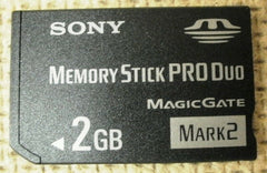 Sony MemoryStick Pro Duo 2GB MagicGate MS-MT2G -- Used