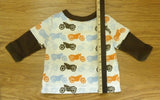 Baby Gap Long Sleeve Shirt Boy Cotton 3-6M RN54032 Motorcycles Orange Brown -- Used