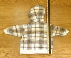 Place est 1989 Hoody Boys 3-6M Infant Cotton/Polyester Plaid White/Brown/Blue -- Used