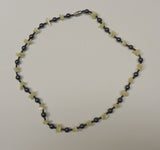 Designer Shell Hematite Necklace Barrel Clasp 18-in Ivory/Charcoal