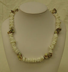 Designer Shell Necklace Barrel Clasp 18-in Ivory/Earthtones -- New