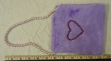 Designer Girls Purple Fuzzy Purse With Heart Decal And Pearl Strap -- New