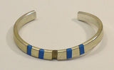 Designer Cuff Slip On Bracelet Silver/Blue -- New