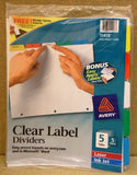 Avery 11406 Clear Label Dividers 5 Tabs 5 Sets Laser Ink Jet -- New