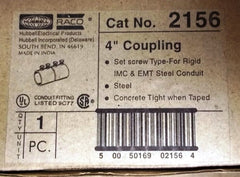 Raco 2156 Conduit Coupling 4in Set Screw Type Rigid EMT IMC Steel -- New