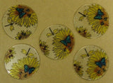 Painted Glass Sun Catcher Sunflower Insects Qty 5 Window Hang 2 Holes CL37