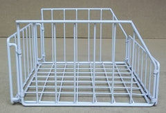 Commercial Grade Wire Bin Folding 12in x 11in x 5in White Steel Industrial Strength -- Used