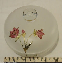 Handpainted Rose Candy Dish Frosted Crystal