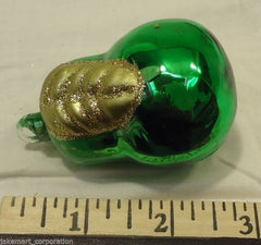 Holiday Pear Ornament Blown Glass Green/Gold -- Used