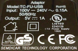Standard TC-FU-USB Home USB Charger Adaptor 100V-240V .15A Output 5V -- New