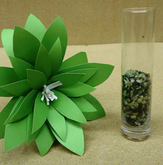 Handmade Paper Palm with Glass Vase