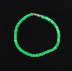 Designer Shell Bracelet Barrel Clasp 10-in Green/White -- New