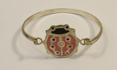 Designer Ladybug Rigid Cuff Bracelet Magenta/Bronze -- New