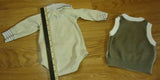 Mexx Polo One-Piece & Sweater Vest Boys 3-9M Infant Cotton Tan/Ivory -- Used