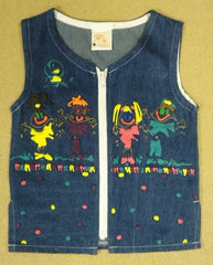 Dizzi (size 4-6 yr) Blue Jean Vest with Puffy Paint