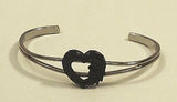 Designer Cuff Bracelet Heart Silver/Black -- New