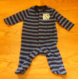 Circo Footed Pajamas Boys 3M Cotton Brown Blue Stripes 100% Boy -- Used