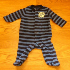 Circo Footed Pajamas Boys 3M Cotton Brown Blue Stripes 100% Boy -- Used