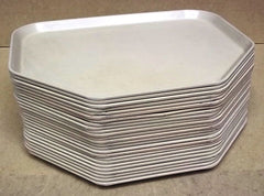 Commercial Grade Heavy Duty Cafeteria Trays Fiberglass 18in x 14in Beige Lot of 25 -- Used