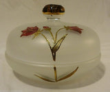 Handpainted Rose Candy Dish Frosted Crystal