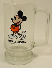 Disney Mickey Mouse Glass Mug 5-1/2-in Tall Vintage -- Used
