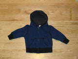 Gymboree Boys Black & Blue Stripe Sweatshirt 12-24m Toddler Fleece Hood -- Used