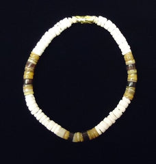 Designer Shell Bracelet Barrel Clasp 8-in White/Earthtones -- New