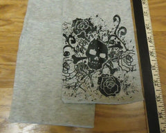 Scarf Women One Size Cotton 64in Gray With Skull Crossbones Roses -- Used