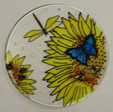 Painted Glass Sun Catcher Sunflower Insects Qty 6 Window Hang 2 Holes CL37