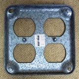 Standard 2 Gang Outlet Cover 4in Square Galvanized Steel -- New