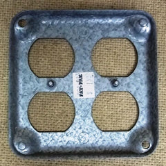 Standard 2 Gang Outlet Cover 4in Square Galvanized Steel -- New