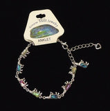 Designer Bear Abalone Shell Inlayed Charm Anklet 7-9in Adjuster Chain -- New