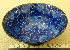Designer Round China Bowl 6in x 6in x 2 1/2in Seashell Theme Blues -- Used