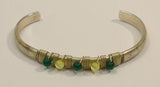 Designer Cuff Bracelet Green and Yellow Beads -- New