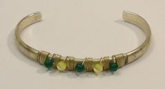 Designer Cuff Bracelet Green and Yellow Beads -- New