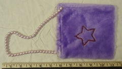 Designer Girls Purple Fuzzy Purse With Pearl Strap And Star Decal -- New