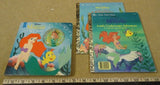 Little Golden Book Disney Little Mermaid Three Books One Doll Lot of 4 -- Used