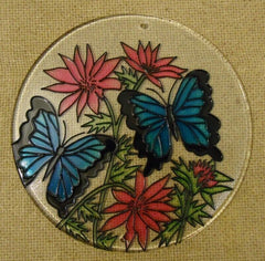 Painted Glass Sun Catcher Butterflys Flowers  Qty 6 Window Hang 2 Holes CL14